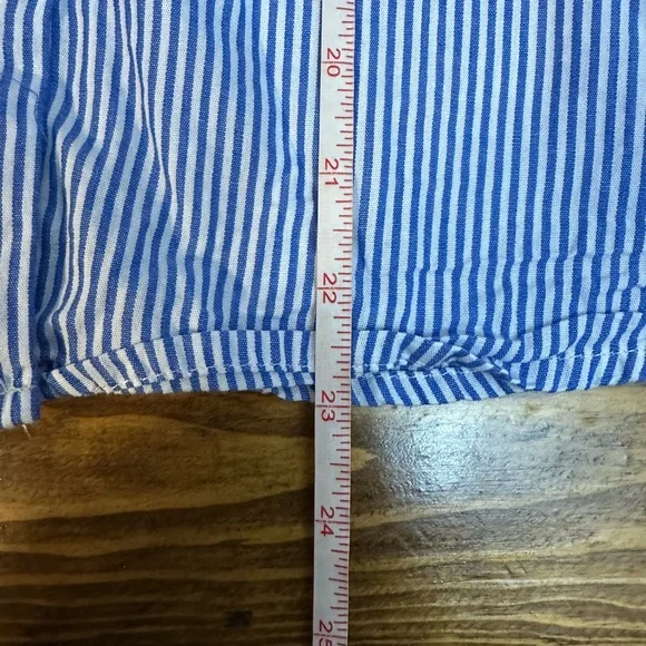 Philosophy brand blue and white striped button-down shirt w/puff sleeves Small - Picture 8 of 8